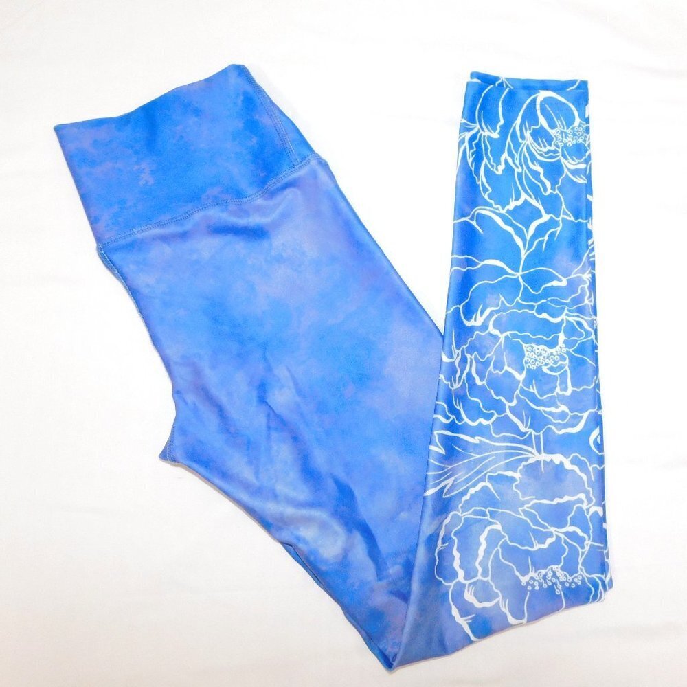 My Inner Fire Womens 6 PEONY LEGGING Floral Yoga Activewear Purple Blue